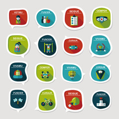 Sport speech bubble flat banner design background set, eps10