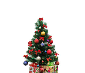 Decorated Christmas tree isolated