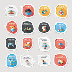 Toy speech bubble banner design flat background set, eps10