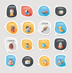 Toy speech bubble banner design flat background set, eps10