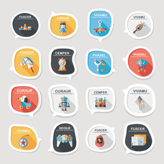 Toy speech bubble banner design flat background set, eps10