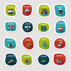 Travel bubble speech banner design flat background set, eps10