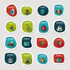 Travel bubble speech banner design flat background set, eps10