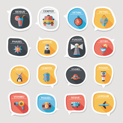 Travel bubble speech banner design flat background set, eps10