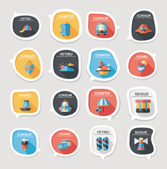 Travel bubble speech banner design flat background set, eps10