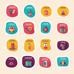 Travel bubble speech banner design flat background set, eps10