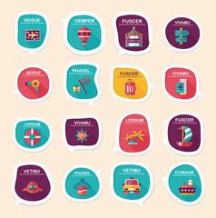 Travel bubble speech banner design flat background set, eps10