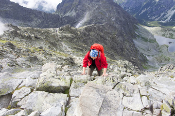 Girl is climbing