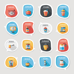 Coffee bubble speech flat banner design flat background set, eps