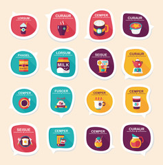 Coffee bubble speech flat banner design flat background set, eps