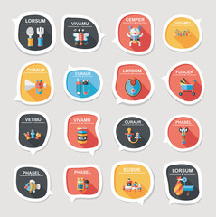 baby bubble speech banner design flat background set, eps10