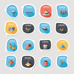 Birthday bubble speech banner design flat background set, eps10