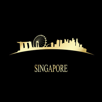 Luxury golden Singapore skyline