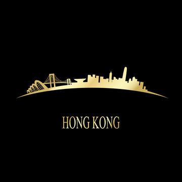 Luxury golden Hong Kong skyline