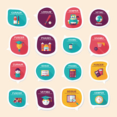 School bubble speech banner design flat background set, eps10