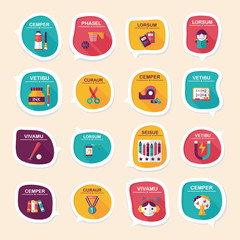 School bubble speech banner design flat background set, eps10