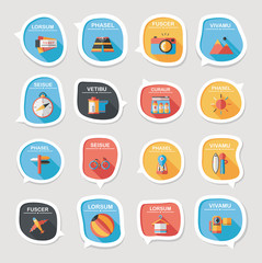 Travel bubble speech banner design flat background set, eps10