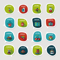 Travel bubble speech banner design flat background set, eps10