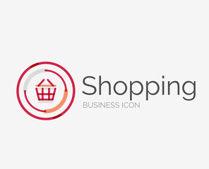 Thin line neat design logo, shopping cart icon