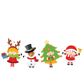 Kids With Christmas Costume (Isolated)
