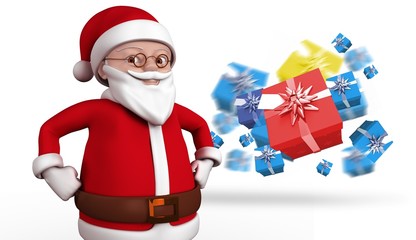 Composite image of cute cartoon santa claus