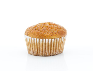 Banana cup cake on white background