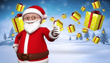 Composite image of cute cartoon santa claus