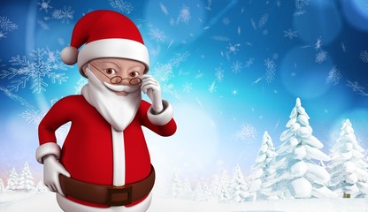 Composite image of cute cartoon santa claus