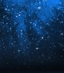 Naklejka na ściany i meble Deep blue Christmas background with falling snow