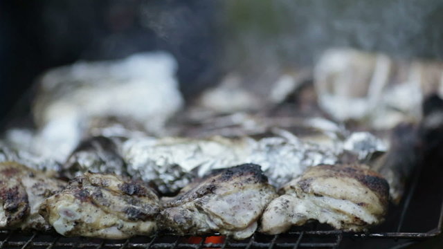 Chicken and fish barbecue