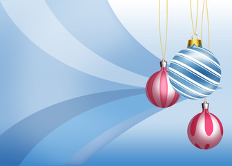 рождественский голубой фон с шарами