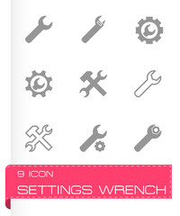 Vector black settings wrench icon set