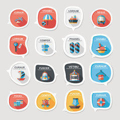 Travel bubble speech banner design flat background set, eps10