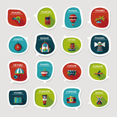 Travel bubble speech banner design flat background set, eps10