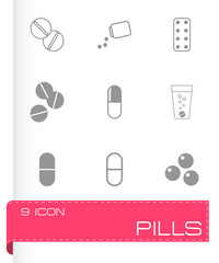 Vector black pills icons set