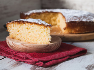 Portion of a sponge cake - obrazy, fototapety, plakaty