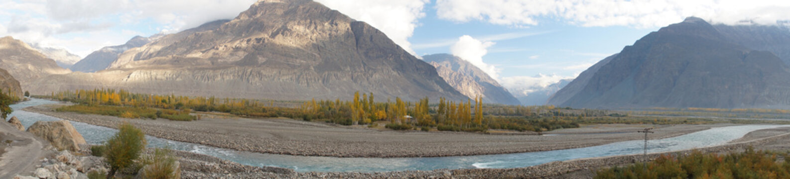 Panoramic view of mountain range near Gakuch,Northern Pakistan