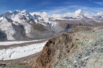 Fototapeta na wymiar Gorner glacier and Matterhorn