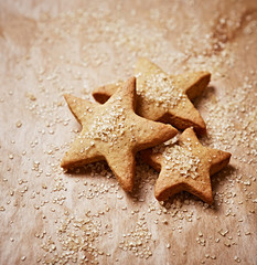 Gingerbread stars dusted with brown sugar