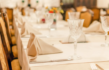 glasses on the table restaurant