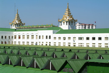 Roof of railway station building in Yangon - obrazy, fototapety, plakaty