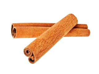 Cinnamon sticks on a white background