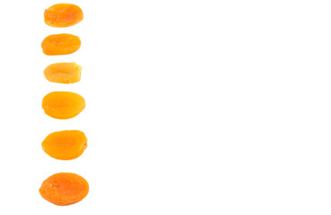 Dried apricot fruit over white background