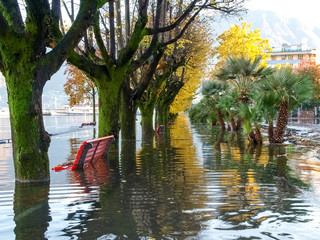 Locarno, lakeside flooded