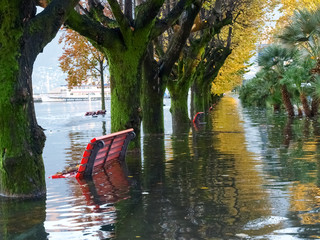 Locarno, lakeside flooded