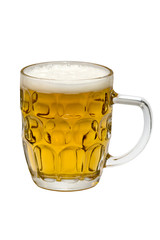 Glass of beer on a white background.