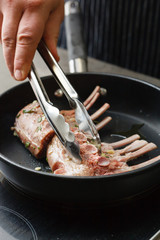 lamb chops on the pan