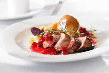 roasted duck with pear