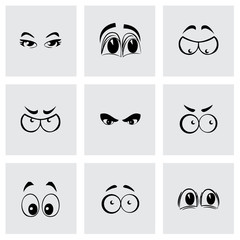 Vector black cartoon eyes icons set