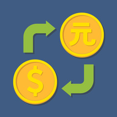 Currency exchange. Dollar and Yuan.